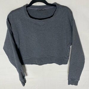 Highline Collective Grey Long Sleeve Cropped Crew Neck Sweatshirt S
